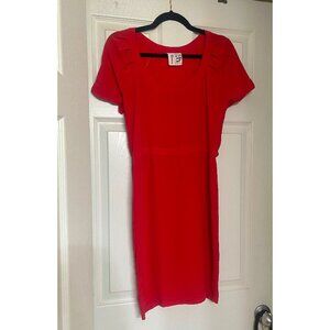 Barneys Co-Op Watermelon Red Silk Short Sleeve Scoop Dress